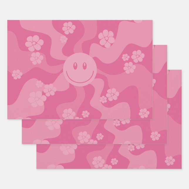 Hoja De Papel De Regalo Sonrisa - Rosa (Set)