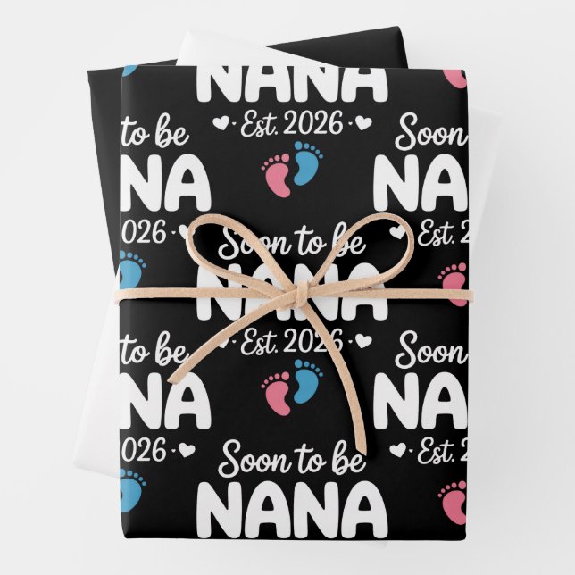 Hoja De Papel De Regalo Soon To Be Nana 2026 Funny Pregnancy Announcement  (In situ)