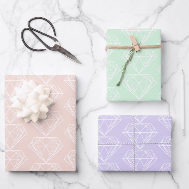 Hoja De Papel De Regalo Sorbet Pastel Shades Diamond Verde Azul (Anverso)