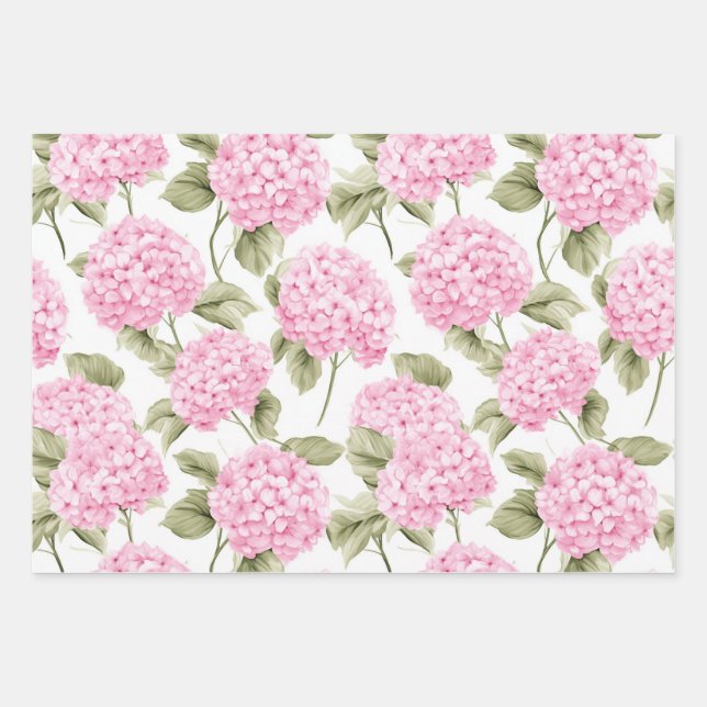 Hoja De Papel De Regalo Southern Pink Hydrangea Wrapping Paper (Anverso)