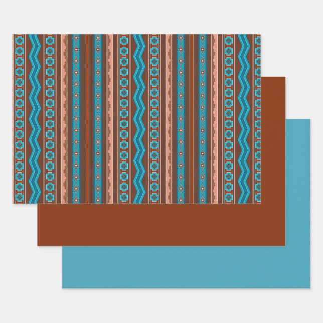 Hoja De Papel De Regalo Southwest Style Geometric Cameron Gorge Design (Set)