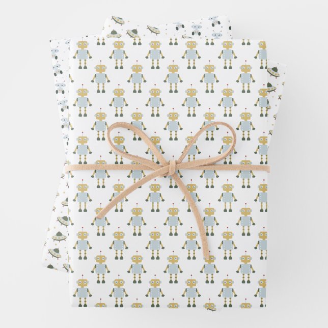 Hoja De Papel De Regalo Space Rocket Galaxy Fun Pastel (In situ)