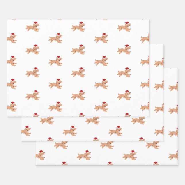Hoja De Papel De Regalo Spaniel Perro Navidad  (Set)