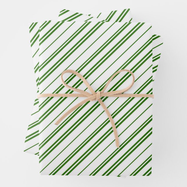 Hoja De Papel De Regalo Spearmint Candy Cane Christmas Stripes (In situ)