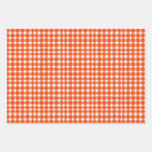 Hoja De Papel De Regalo Spice Watercolor Gingham Naranja