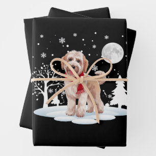 Hoja De Papel De Regalo Spinone Italiano Bajo la Luz de la Luna Navidad Ni