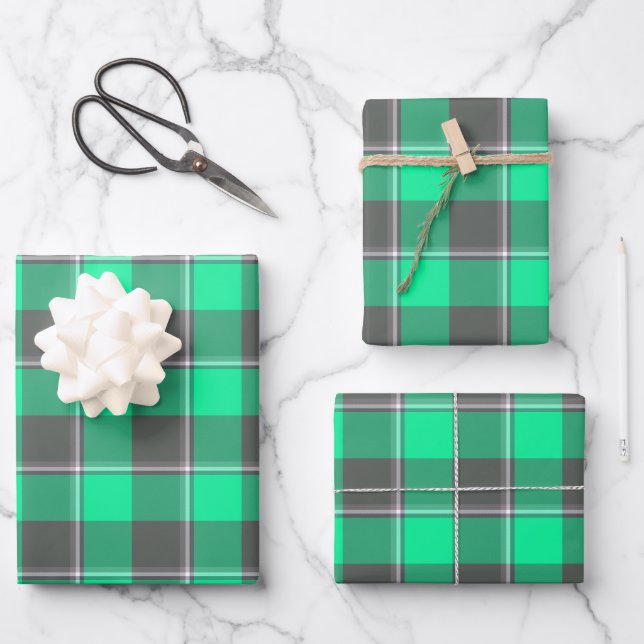 Hoja De Papel De Regalo Spring Green and Finlandia Plaid (Anverso)