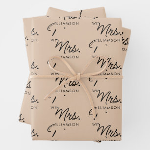 Hoja De Papel De Regalo Sra. Personalizada Est. Moderna Elegante Escritura