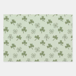 Hoja De Papel De Regalo St Patricks Day Soft Doodle Shamrocks Pattern