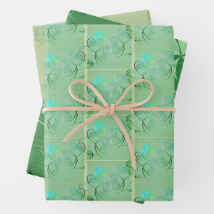 Hoja De Papel De Regalo St. Patrick's Shamrocks Pale Green