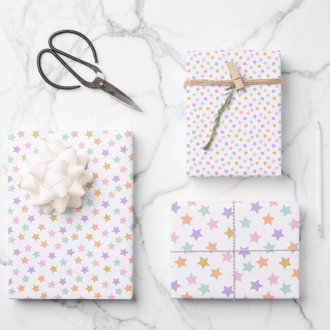 Hoja De Papel De Regalo Star Confetti (Pastel) (Anverso)
