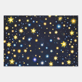 Hoja De Papel De Regalo Starry Night Glow Matte Wrapping Paper Set of 3