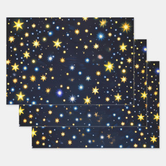 Hoja De Papel De Regalo Starry Night Glow Matte Wrapping Paper Set of 3