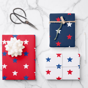Hoja De Papel De Regalo Stars, Red White Blue American Pattern Gift