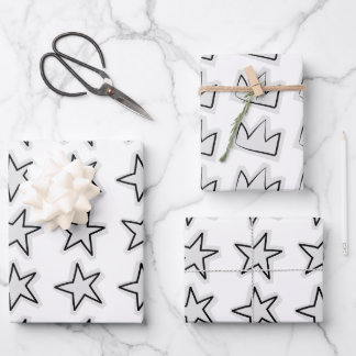 Hoja De Papel De Regalo Stars Wrapping Paper Flat Sheet Set of 3