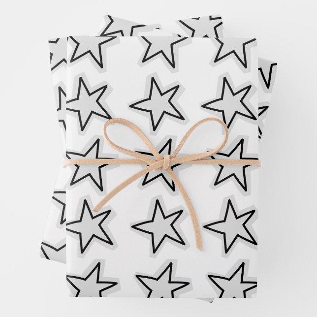 Hoja De Papel De Regalo Stars Wrapping Paper Flat Sheet Set of 3 (In situ)