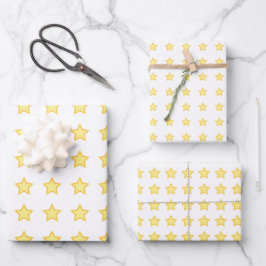 Hoja De Papel De Regalo Stars Yellow simple Birthday Magic fiesta