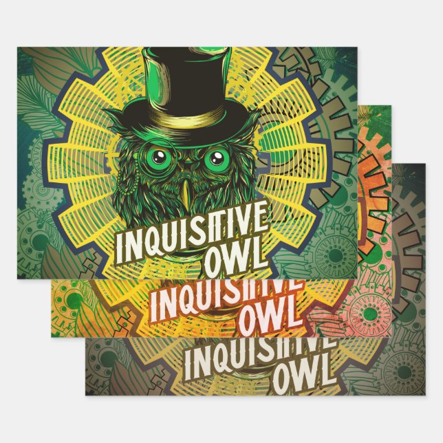 Hoja De Papel De Regalo Steampunk Owl (Set)