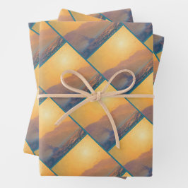 Hoja De Papel De Regalo Steep rocky coast and a rough sea at sunset