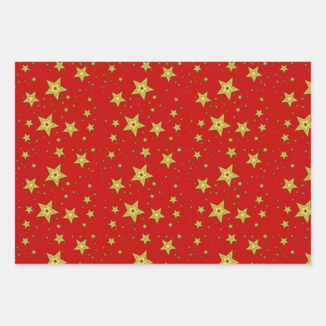 Hoja De Papel De Regalo Sterne auf rotem Untergrund (Anverso)