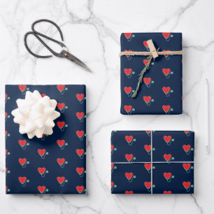 Hoja De Papel De Regalo Stethoscope Heart Medical Field Gift Blue