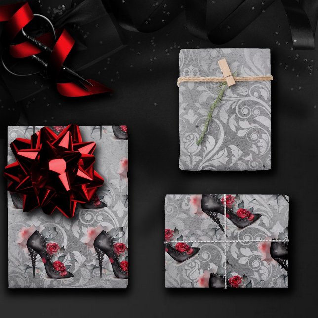 Hoja De Papel De Regalo Stiletto Araña Vampy | Rojo Alto Talón Grunge (Subido por el creador)