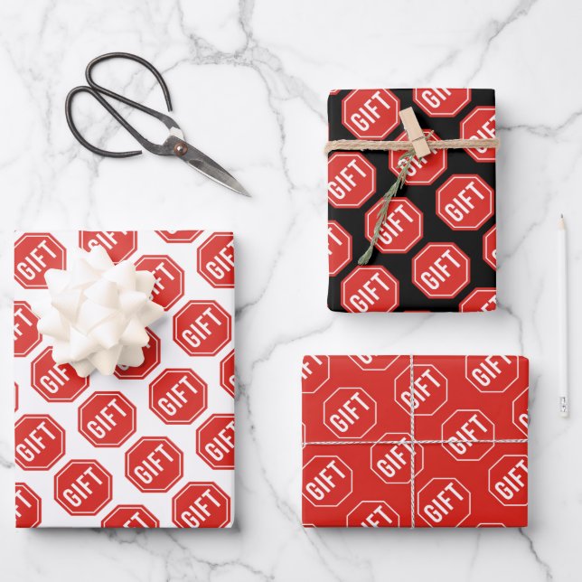 Hoja De Papel De Regalo STOP:GIFT Funny Unique Novedad Simple Classic (Anverso)