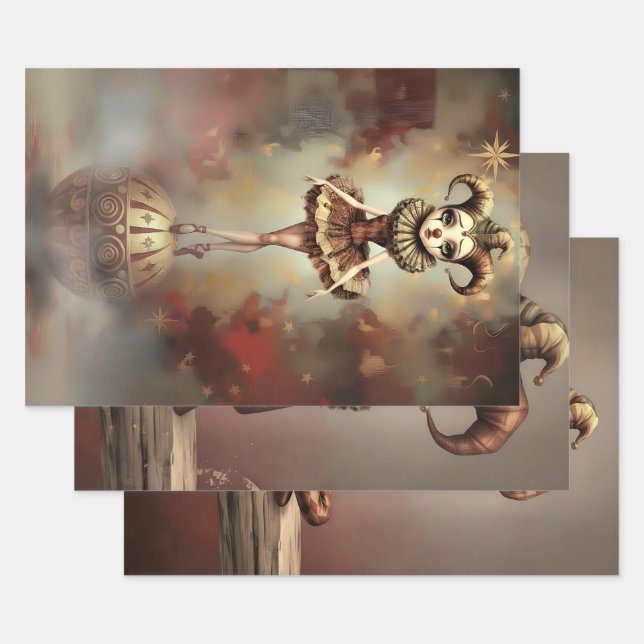 Hoja De Papel De Regalo Storybook Melancholic Clown  (Set)