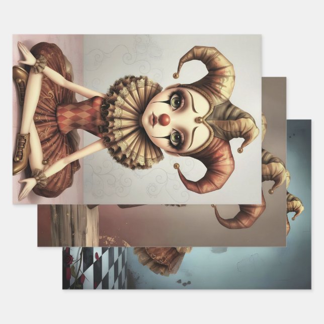 Hoja De Papel De Regalo Storybook Melancholic Clown  (Set)