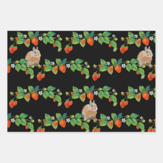 Hoja De Papel De Regalo Strawberry Bunny Wrapping Paper