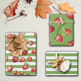 Hoja De Papel De Regalo Strawberry Matcha Strips