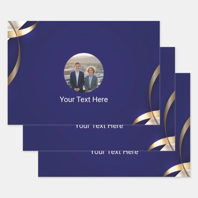 Hoja De Papel De Regalo Stylish Royal Solid Blue Custom Gift Wrapping Pape (Set)