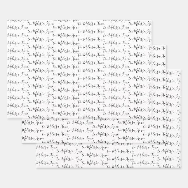 Hoja De Papel De Regalo Su nombre escritura a mano moderna (Set)