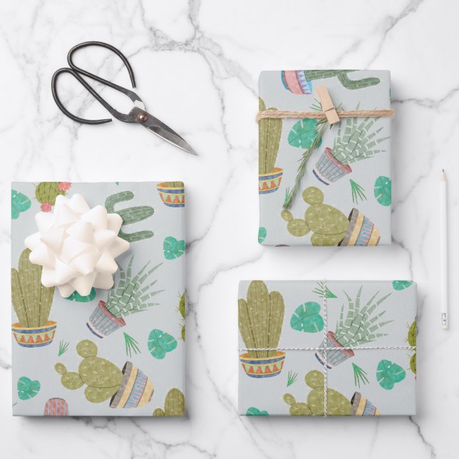 Hoja De Papel De Regalo Succulents Gift Wrapping Paper (Anverso)