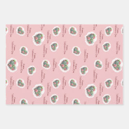 Hoja De Papel De Regalo Suculento Día de San Valentín del corazón de color