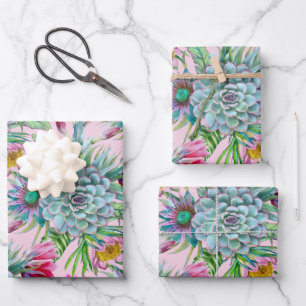 Hoja De Papel De Regalo Suculento Jardín Tropical