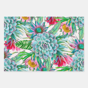 Hoja De Papel De Regalo Suculento Jardín Tropical
