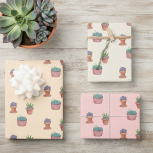 Hoja De Papel De Regalo Suculentos de plantas potentes y regalo de acuarel
