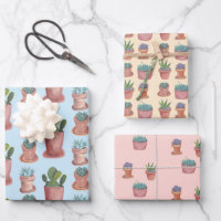 Suculentos de plantas potentes y regalo de acuarel
