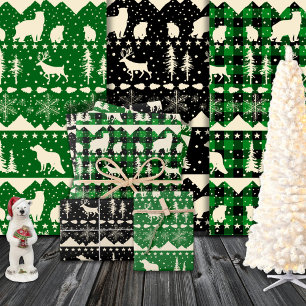 Hoja De Papel De Regalo Sudadera nórdica Beige Verde Pavimentado Animales