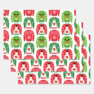 Hoja De Papel De Regalo Sudores de Navidad feos sudores oso polar Snowman 