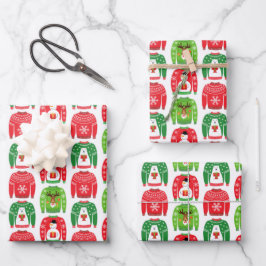 Hoja De Papel De Regalo Sudores de Navidad feos sudores oso polar Snowman