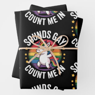 Hoja De Papel De Regalo Suena Gay Cuenta Conmigo Arcoíris Unicornio Orgull