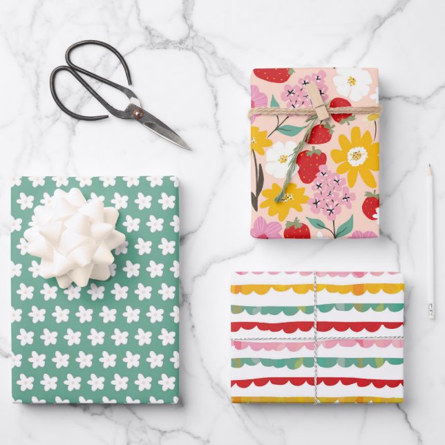 Hoja De Papel De Regalo Sueño de fresa floral (Anverso)