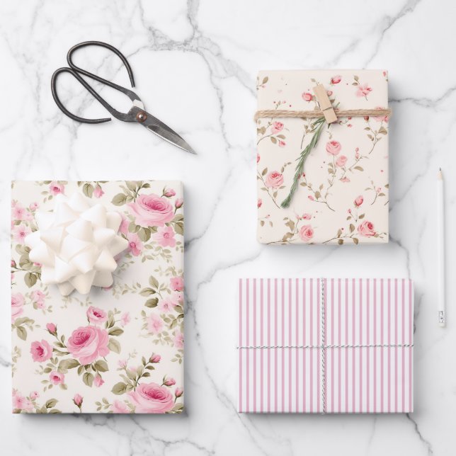 Hoja De Papel De Regalo Sueño de Rosas Rosadas (Anverso)