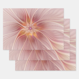 Hoja De Papel De Regalo Sueño floral abstracto de arte fractal de rosa sua