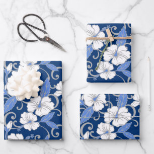 HOJA DE PAPEL DE REGALO SUEÑO POLINESIO (AZUL)