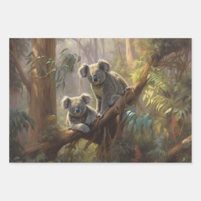 Hoja De Papel De Regalo Sueños de bosques de Koala (Anverso 3)