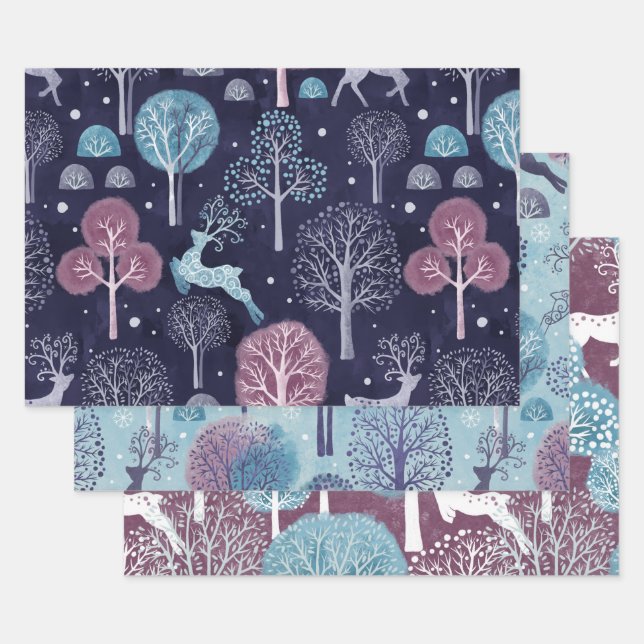 Hoja De Papel De Regalo Sueños de Ciervo Navideños (Set)