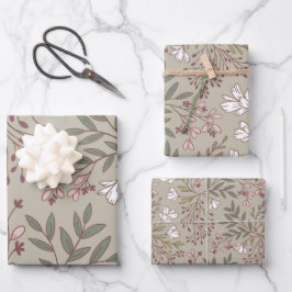 Hoja De Papel De Regalo Sueños de Pradera Floral Botánicos de Flores Silve